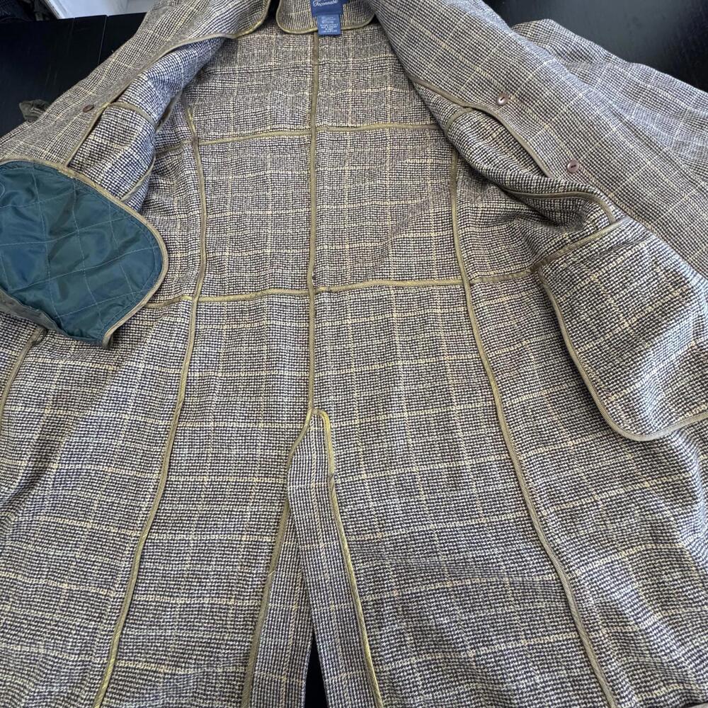 Vtg Faconnable Stylish Plaid European Style Coat Old Money Academia - Picture 5 of 8